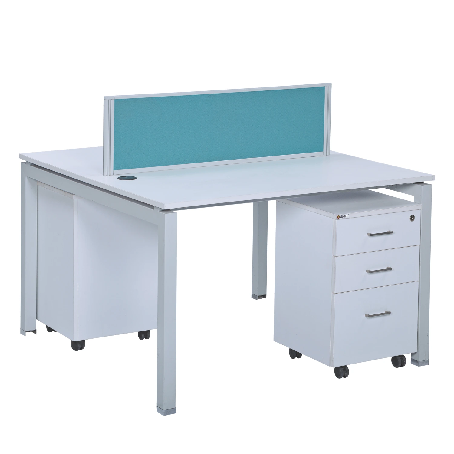 Optima 6 Workstation in pre-laminated particle board top — As pictured