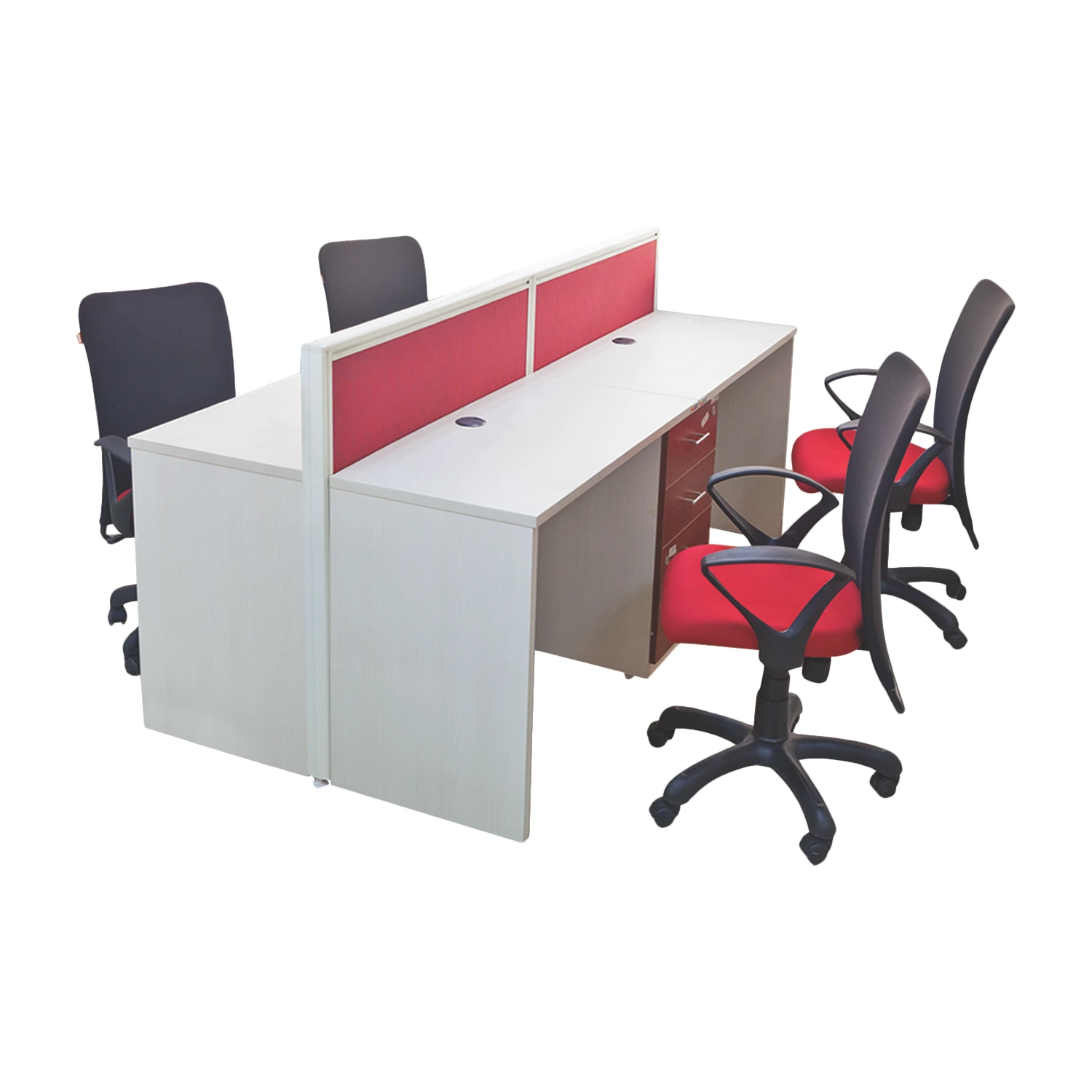 Max 6 Workstation in particle board edge banded top — As pictured