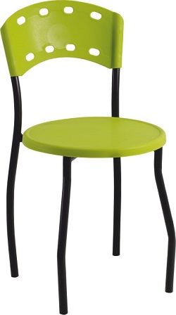 Moulded Cafe Chair in moulded plastic with steel legs — Powder coated legs