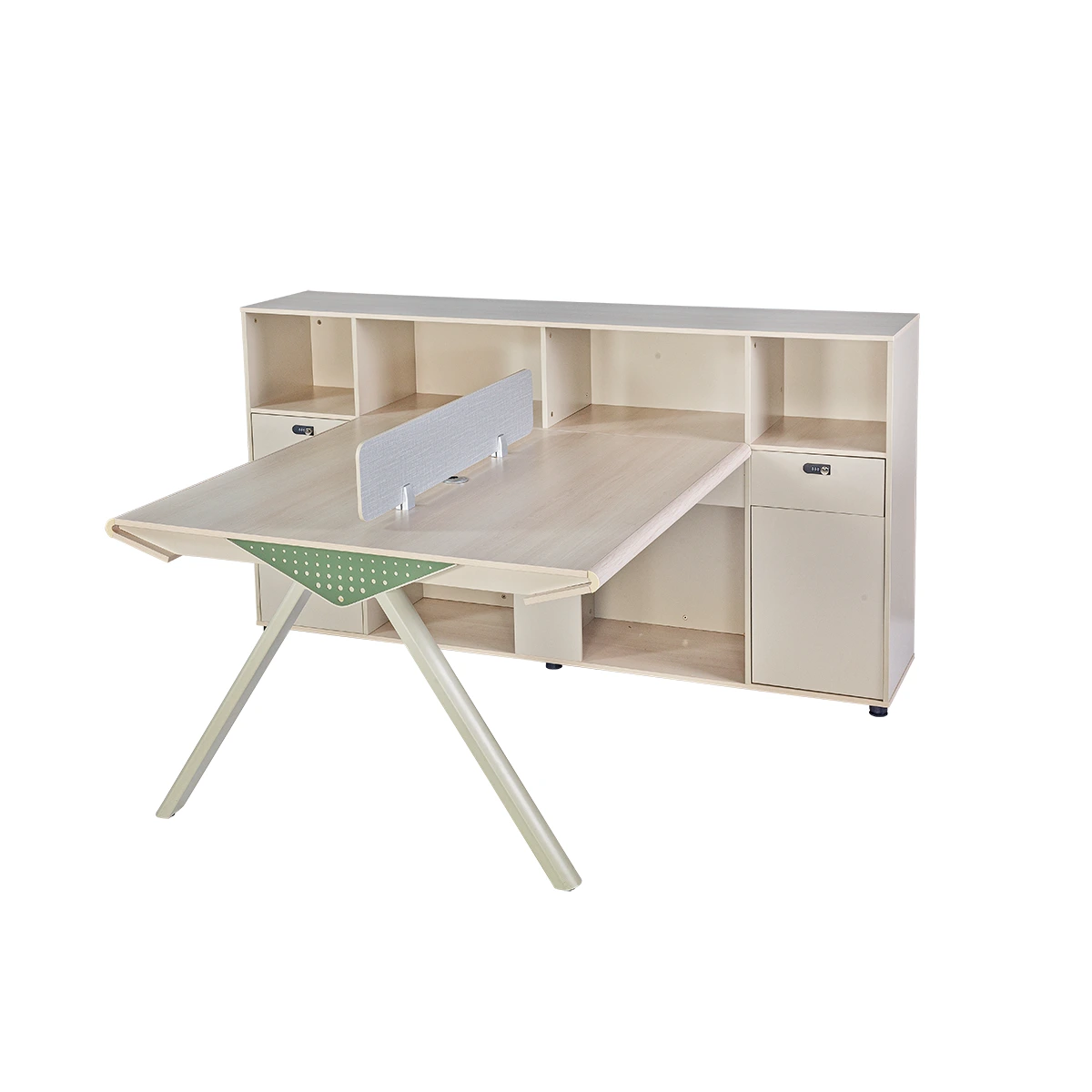 Abode-2 Workstation in edge banded top — Powder coated metal leg