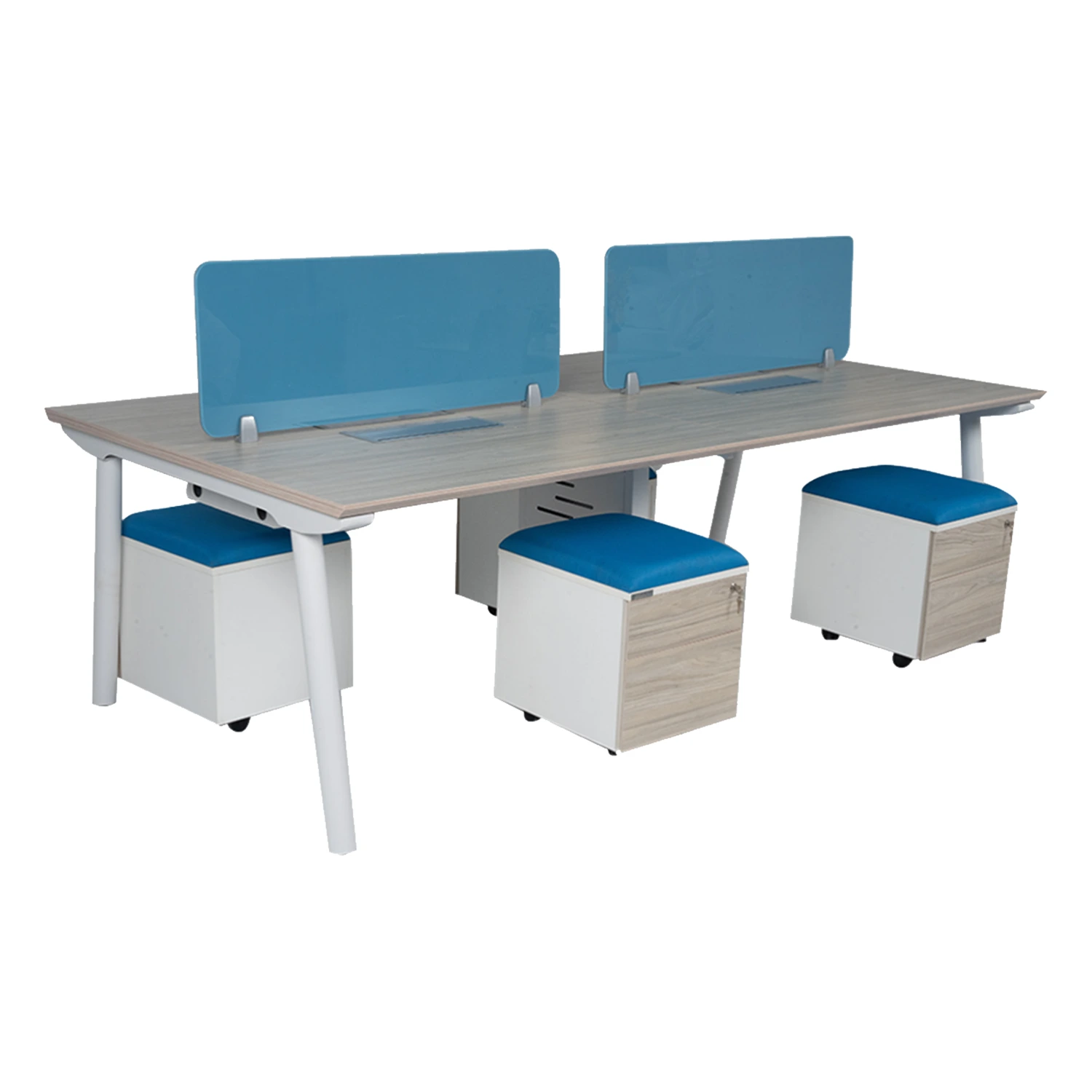 Orbix Workstation in 25mm thick prelam particle board top with chamfer edge — Powder coated frame understructure