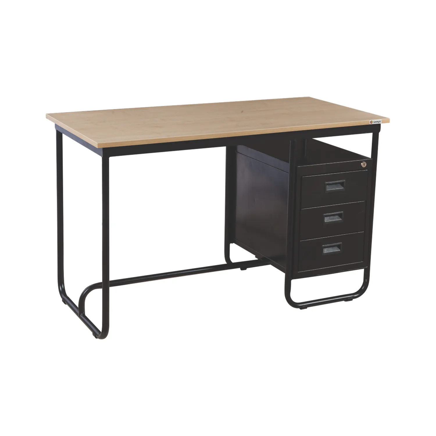 Classic 13 Office Desk in particle board top, fixed metal pedestal — Powder coated
