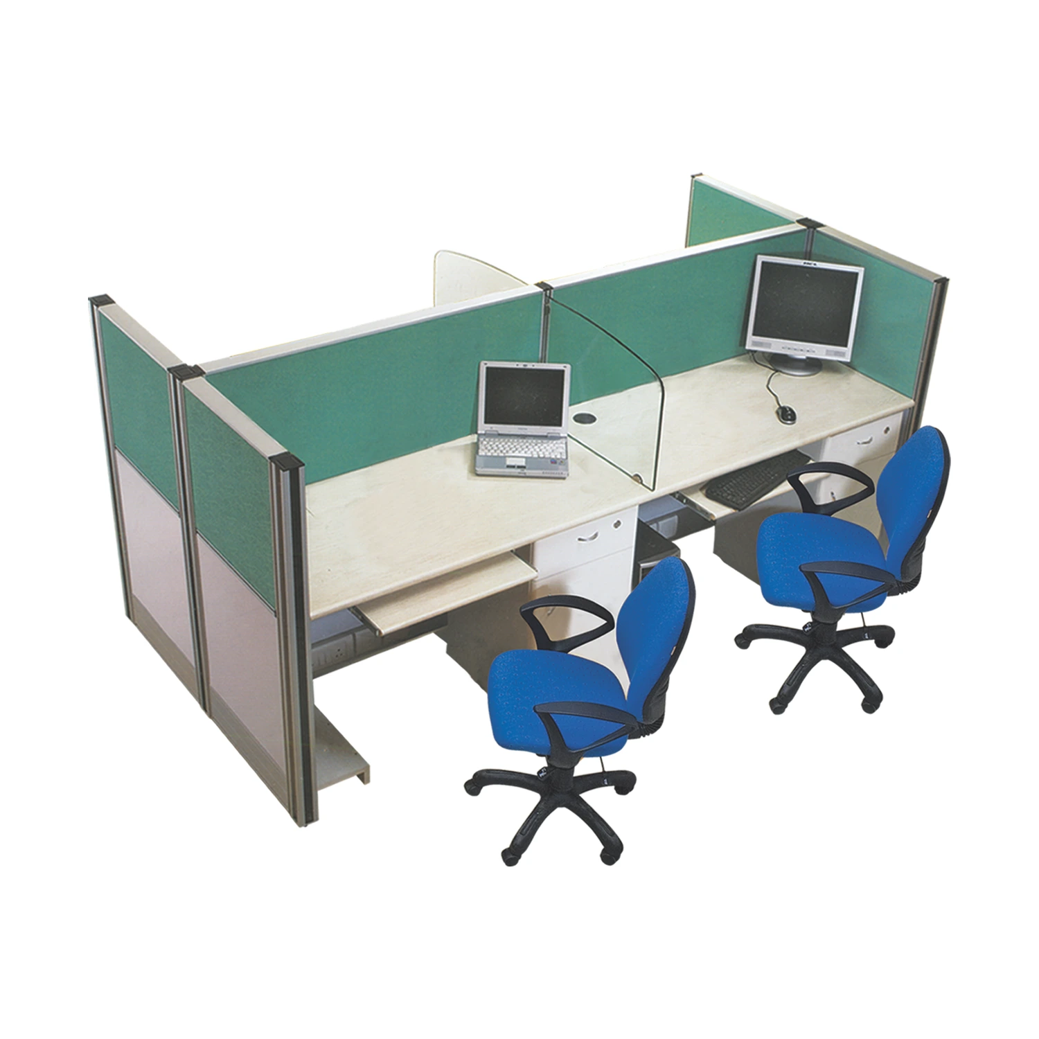 Stratum 3 Workstation in particle board edge banded top — As pictured
