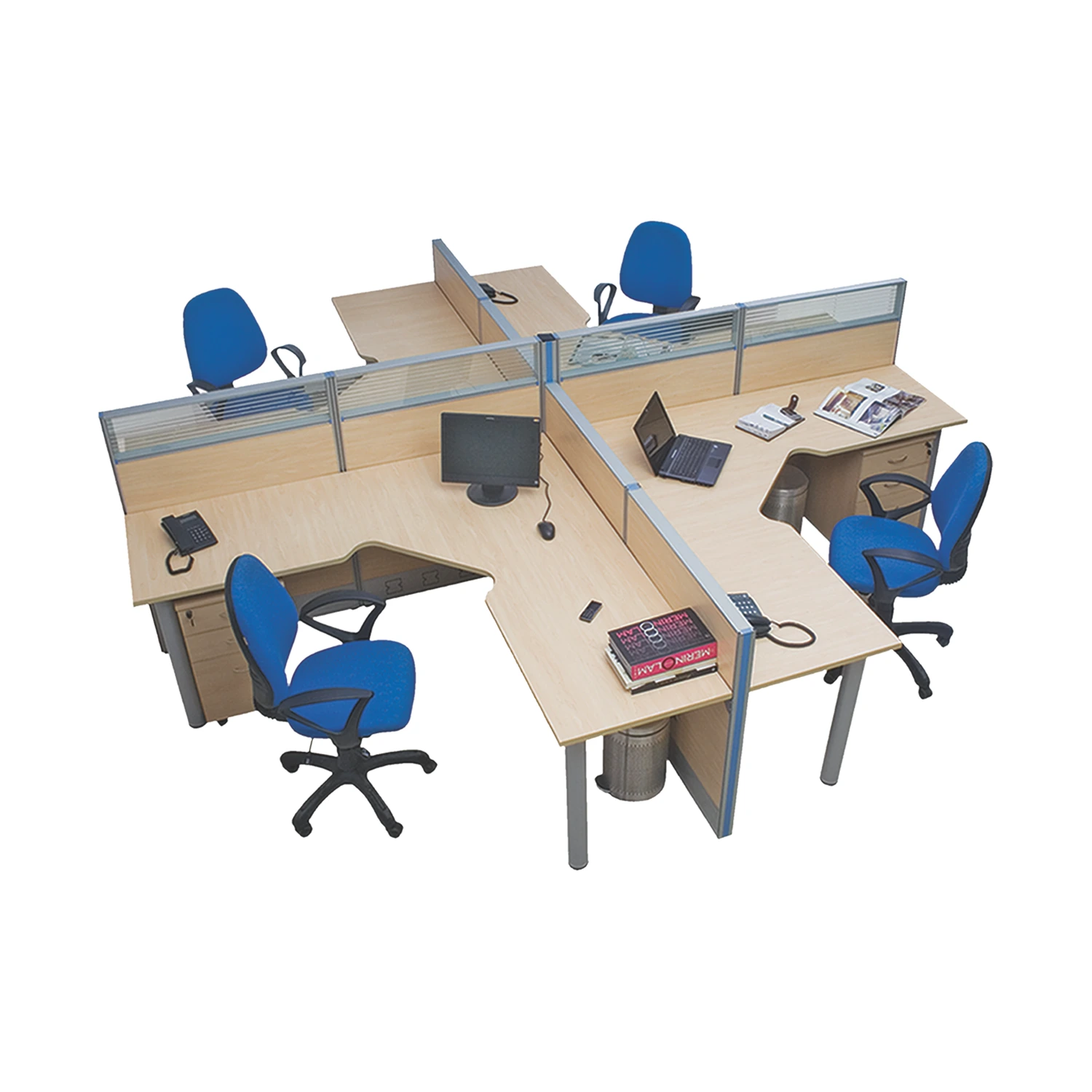 Stratum 2 Workstation in particle board edge banded top — As pictured