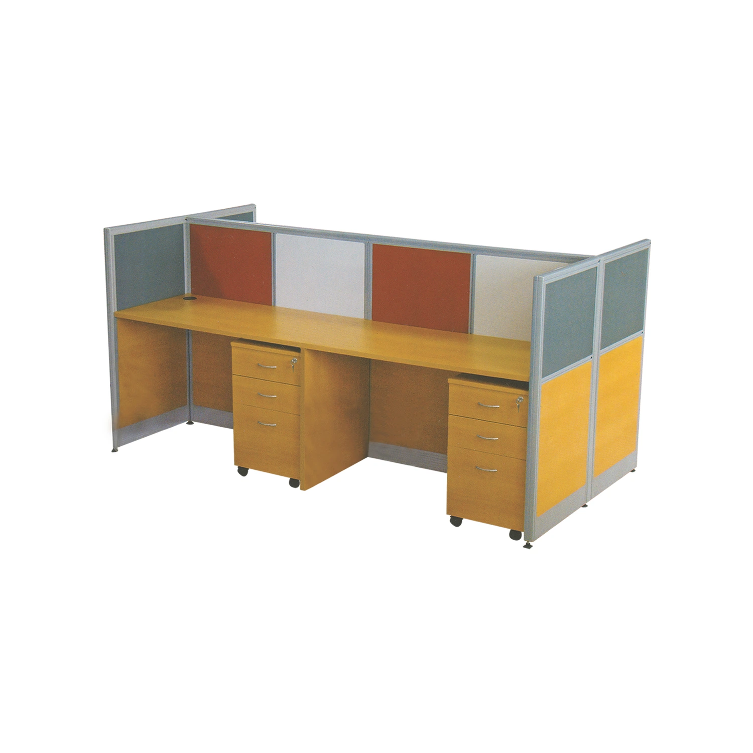 Max 4 Workstation in particle board edge banded top — As pictured