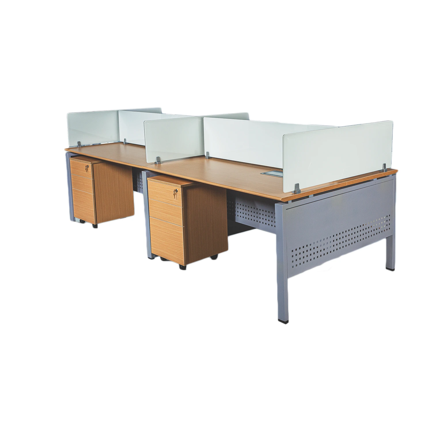 Ambiente Workstation in particle board top — Powder coated metal understructure