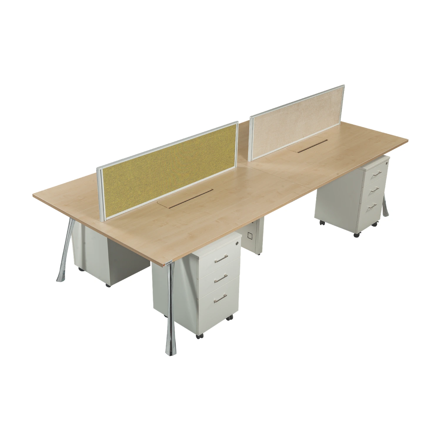Polar 1 Workstation in particle board edge banded top — Chrome plated metal leg