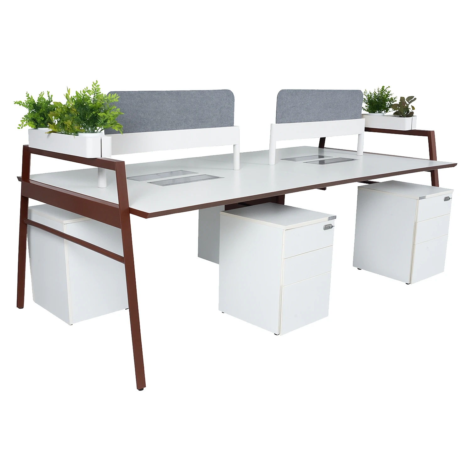 Florin Workstation in 25mm thick prelam particle board top with chamfer edge — Powder coated frame understructure