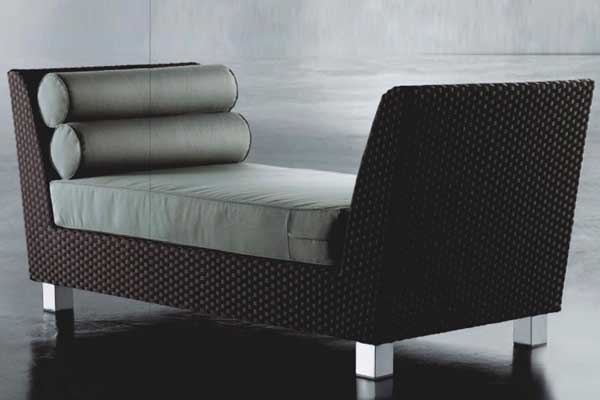 Double Booth Sofa in leatherette — Channel-tufted leatherette