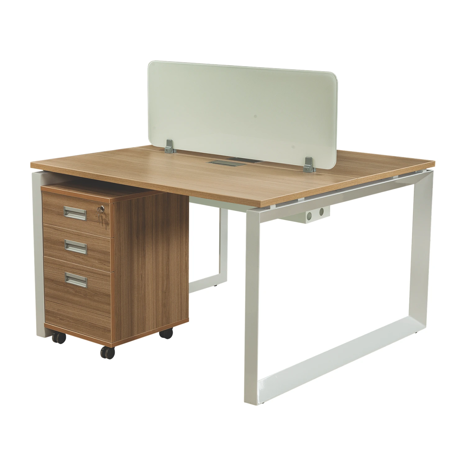 Optima 5 Workstation in particle board edge banded top — As pictured